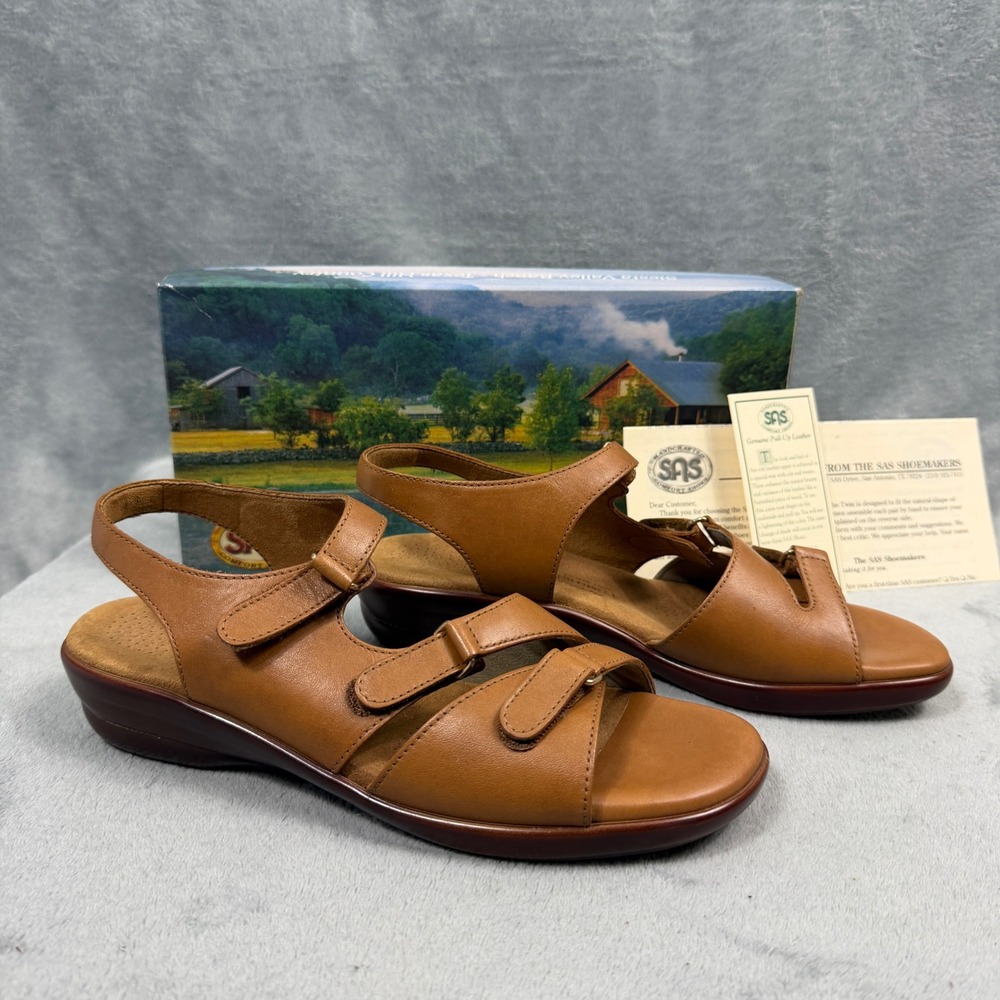 SAS Womens 9.5 N Brown Leather Tripad Comfort Sandal Handcrafted USA Tripad